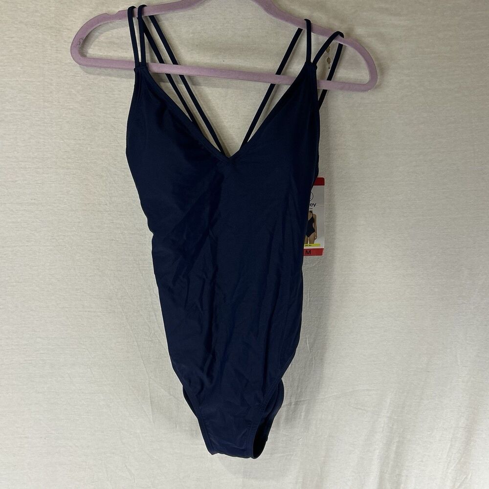 NEW Women's Hurley One Piece Swim Suit Navy Size Medium Strappy Back